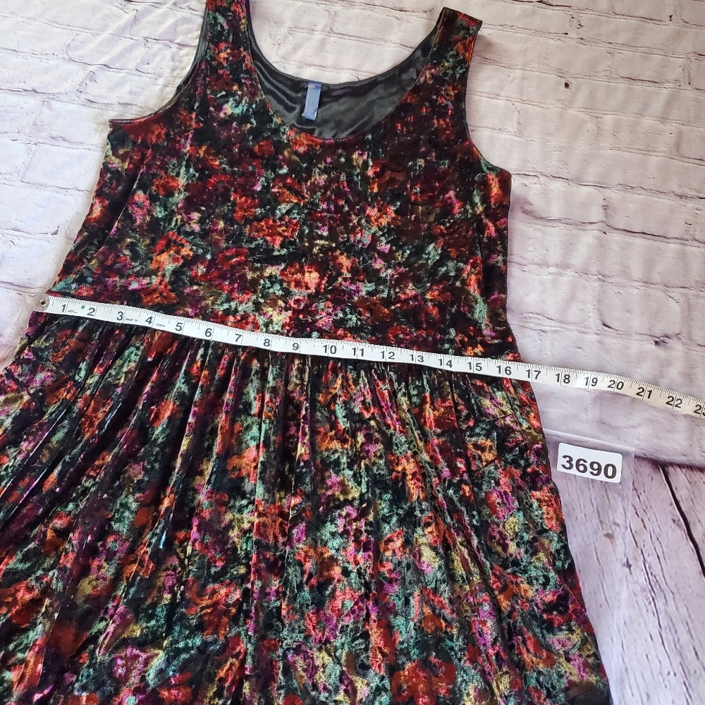 Free People Crushed Velvet Floral Burgundy Mini Dress Y2K Sleeveless Pullover Sm - Picture 11 of 12